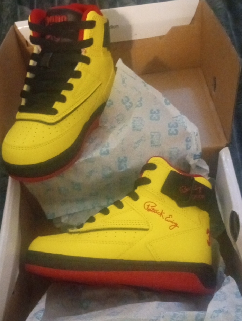Patrick Ewing Kids' High-Top Sneakers in Yellow/Black/Red